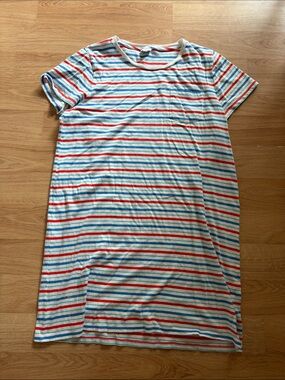 J. Crew Striped Crewneck Tee Dress in Red, Blue & White